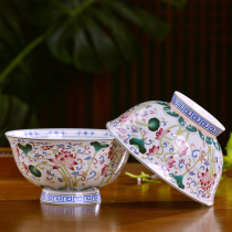 Jingdezhen ceramics Chinese style tableware bowl Household bone China rice bowl Noodle soup bowl High foot antique bowl set