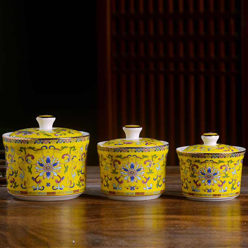 Jingdezhen ceramic enamel color saucepan with lid soup pot soup flush large number Buddha Jump wall Nest Hotel Customize