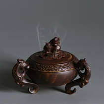 Kirin Xiaoyue antique incense burner ceramic handmade pan incense stove tea ceremony Zen space sandalwood stove incense Ware ornaments