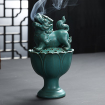 Household Buddha hall incense burner Ceramic Zen lotus lion stove Aromatherapy stove Indoor air purification Antique sandalwood plate incense burner