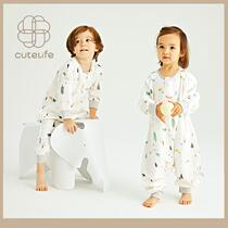 Sleeping Bag Children Universal Cutelife Light Plums Slim summer baby sleeping bag gauze Bamboo cotton Sub-legged sleeping bag Four Seasons