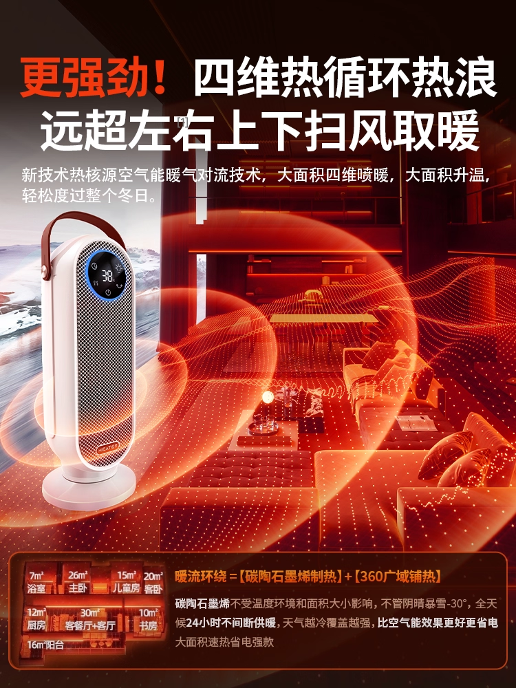 Heater Fan 2025 New Model for Whole House Large Area Home Use Energy-Saving Small Sunroom Electric Heater Magic Device for Winter