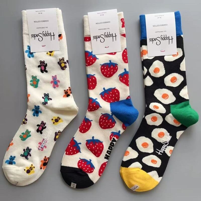 Happysocks Socks Women's Mid-Calf Socks New Swedish Trendy Brand Street Fashion Versatile All-Season Classic Trendy Socks