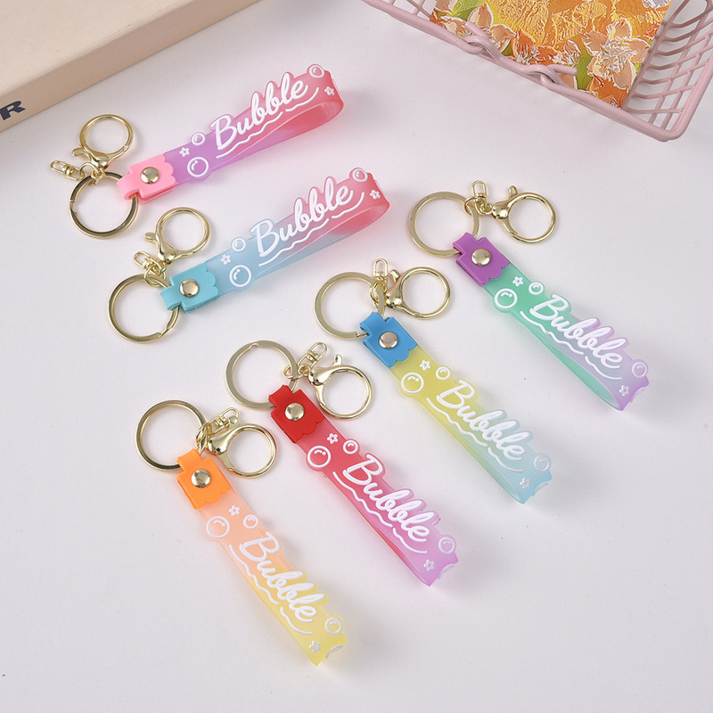 Candy-Colored Bubble Keychain Leather Cord Pendant Soft Rubber Pvc Cute Keychain Small Gift Bag Doll Accessory