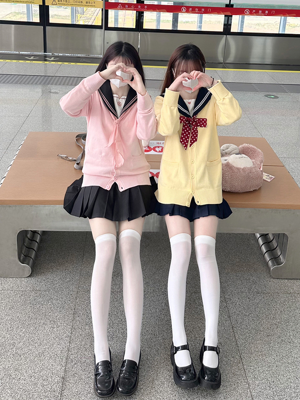 Original Sakura Girl Jk Uniform Sweater Cardigan Basic Style College Style Light Yellow Long Sleeve Knitted Top Original Sakura Girl Jk Uniform Sweater Cardigan Basic Style College Style Light Yellow Long Sleeve Knitted Top