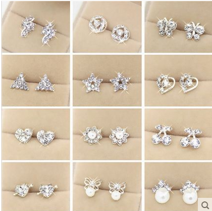 Earrings, creative gift box, set, silver 925 sample, simple and elegant design