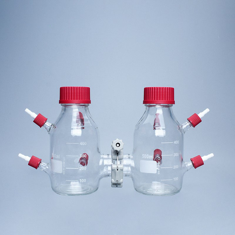 500mlMFC玻璃反应器装置型 微生物燃料电池 抱箍固定密封可靠 H型