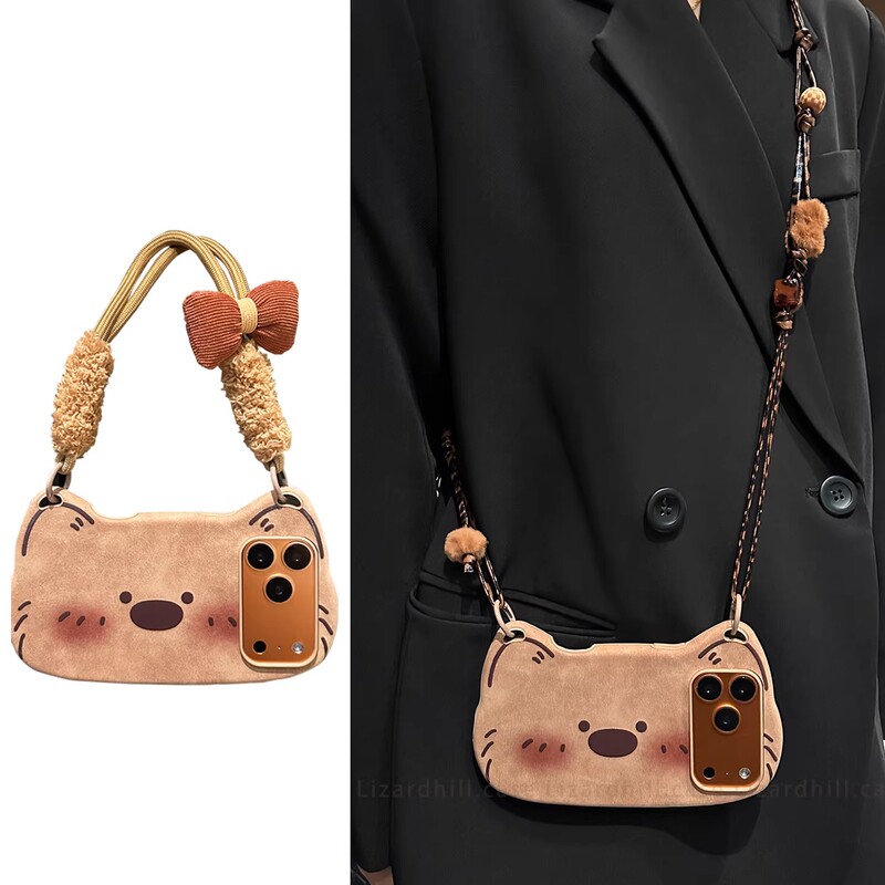 Japanese Eumeya Autumn and Winter West Highland Suitable Phone Case for Apple 17 Pro Max New Model 16 Pro for Women iPhone 15 Crossbody Strap Lanyard 14 Pro Super Cute 13 Adorable Melard