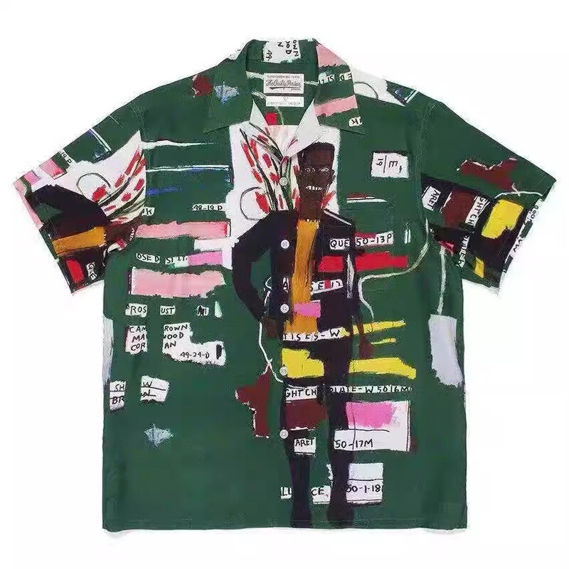 Wacko Maria 26Ss Japanese Graffiti Floral Shirt Hawaiian Style Casual Short-Sleeved Shirt for Men and Women