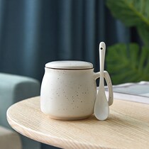 Ceramic cup Household water cup Milk breakfast cup Men and women drinking water teacup Mug with lid spoon Couple coffee cup