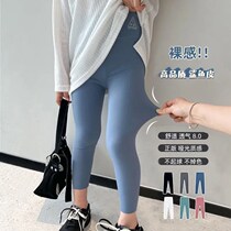 Girl pants Spring and Autumn outside wear 2021 spring new childrens leggings tight ankle-length pants wear Barbie pants tide