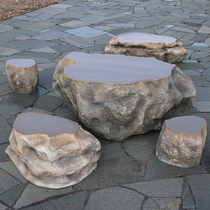 Courtyard lawn imitation rock tables and stools villa courtyard hollow fake stone landscaping park garden fake checkerboard stone ornaments