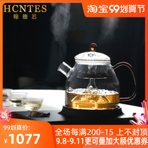 HCNTES cooking teapot liner filter glass transparent steaming teapot boiling water tea brewers heat-resistant tea set single pot