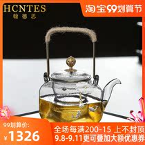 HCNTES inlaid silver 999 glass teapot home large high temperature resistant thickened tea maker tea kettle single pot