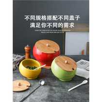 Spherical bowl wooden lid with top hot pot restaurant commercial seasoning bowl dipping bowl bamboo lid accessories environmentally friendly and durable