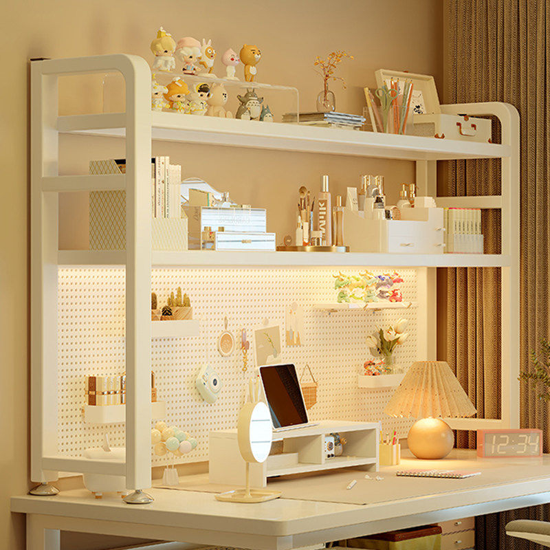 Desktop storage shelf office desk multi-layer bookshelf iron table student computer desk storage hole board bookshelves