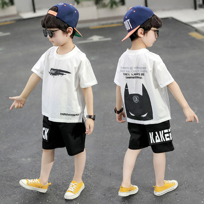 动漫印花LOGO短袖T恤俩件套纯棉透气休闲运动套装