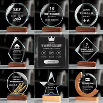 Creative Crystal Trophy Custom Medal Set to make solid wood Honor Card Excellent staff company Annual Meeting Souvenir Awards