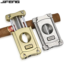 JIFENG Monsoon Cigar Cutter with Cigar Punch Stainless Steel Sharp Travel Portable V-Shaped Cigar Cutter