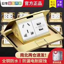 Bull anchor socket with usb charging port buffer damping type champagne gold 25 hole power supply ground socket