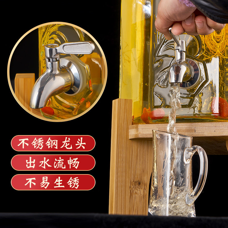 Glass Bottle for Infusing Alcohol, Sealed Household Wine Jar 5kg with Spigot, Special High-End Empty Bottle for Ginseng Medicinal Wine