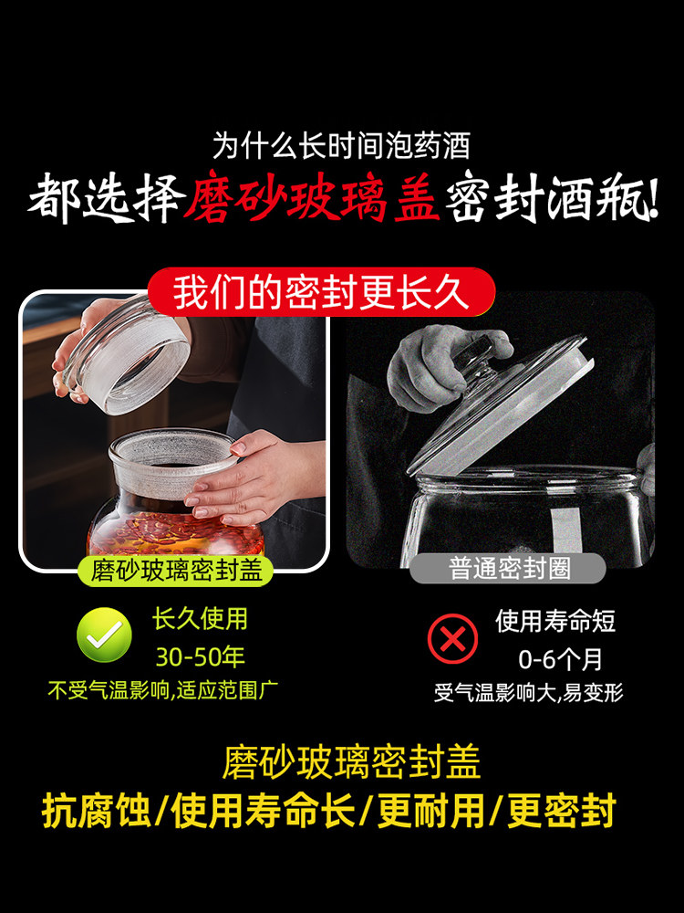 Glass Bottle for Soaking Liquor, Household Sealed Wine Jar, Special Wine Bottle, High-End 25kg Liter Wine Container with Spigot, Medicinal Wine Jar