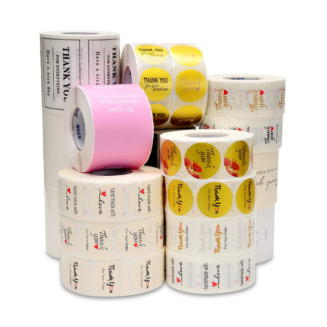 Thank You Stickers, Writing Paper, Transparent Sealing Stickers, Large Gold Round Thankyou Stickers, Gold Foil Dessert Handmade Baking Pink Rectangular Gift Box Sealing Stickers, Packaging Takeaway Label Stickers, White