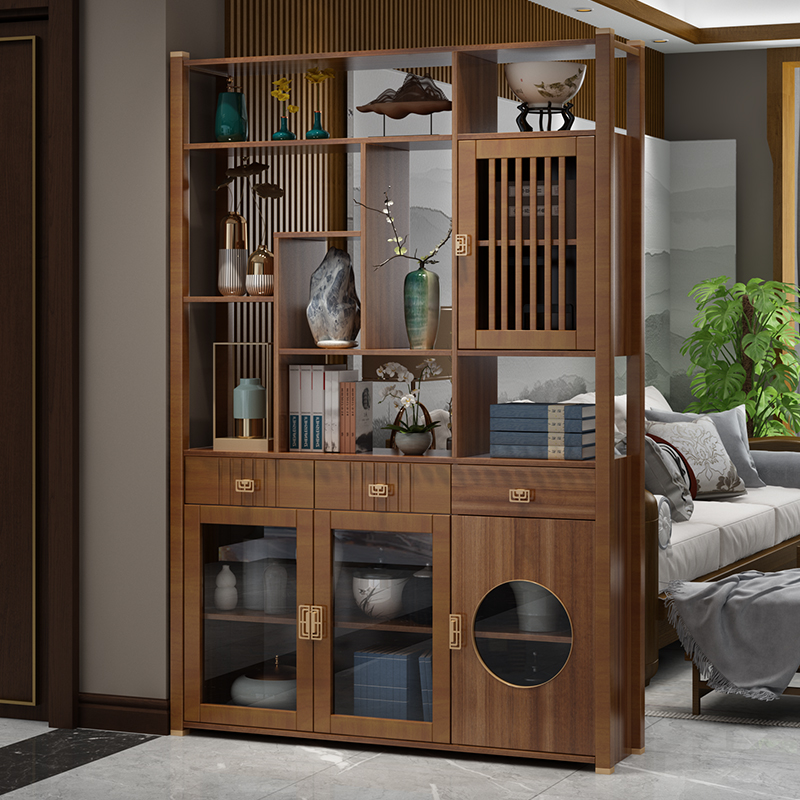 New Chinese style entrance cabinet Door living room partition cabinet Wine cabinet One-piece wall multi-function storage cabinet Foyer cabinet