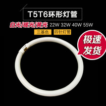 New ring 22w32w40w55w white light T5t6 four-pin tube round household ceiling lamp energy-saving tricolor