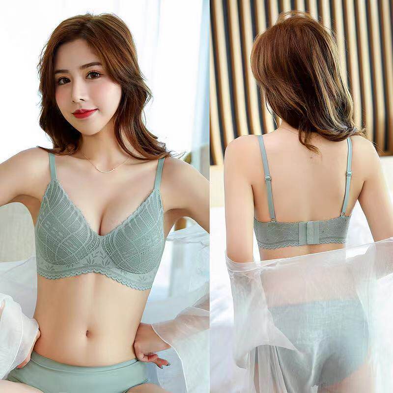 2021 No Scratches Underwear for women No steel ring to collect Breast Poly-Uric Acid Latex Bra Girl Sexy Lace Harness