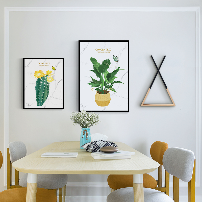 Dining Room Decoration Painting Modern Minima Nordic Style Dining Room Wall Decoration Hanging Painting Living-room Sofa Background Wall Mural Painting