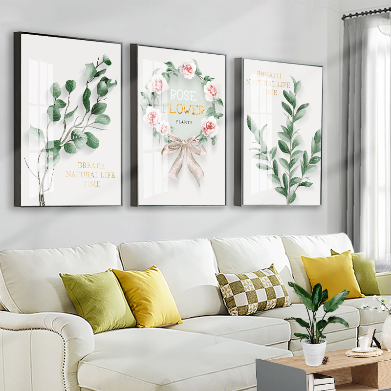 Living room decoration painting Nordic modern minimalist sofa Background wall Hanging Painting Dining Room Wall Painting Light Extravagant Atmosphere Triple Murals