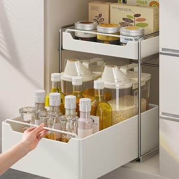 Kitchen pull-out storage rack ultra-deep drawer storage rack for household multi-functional sink cabinet double-layer pull-out basket