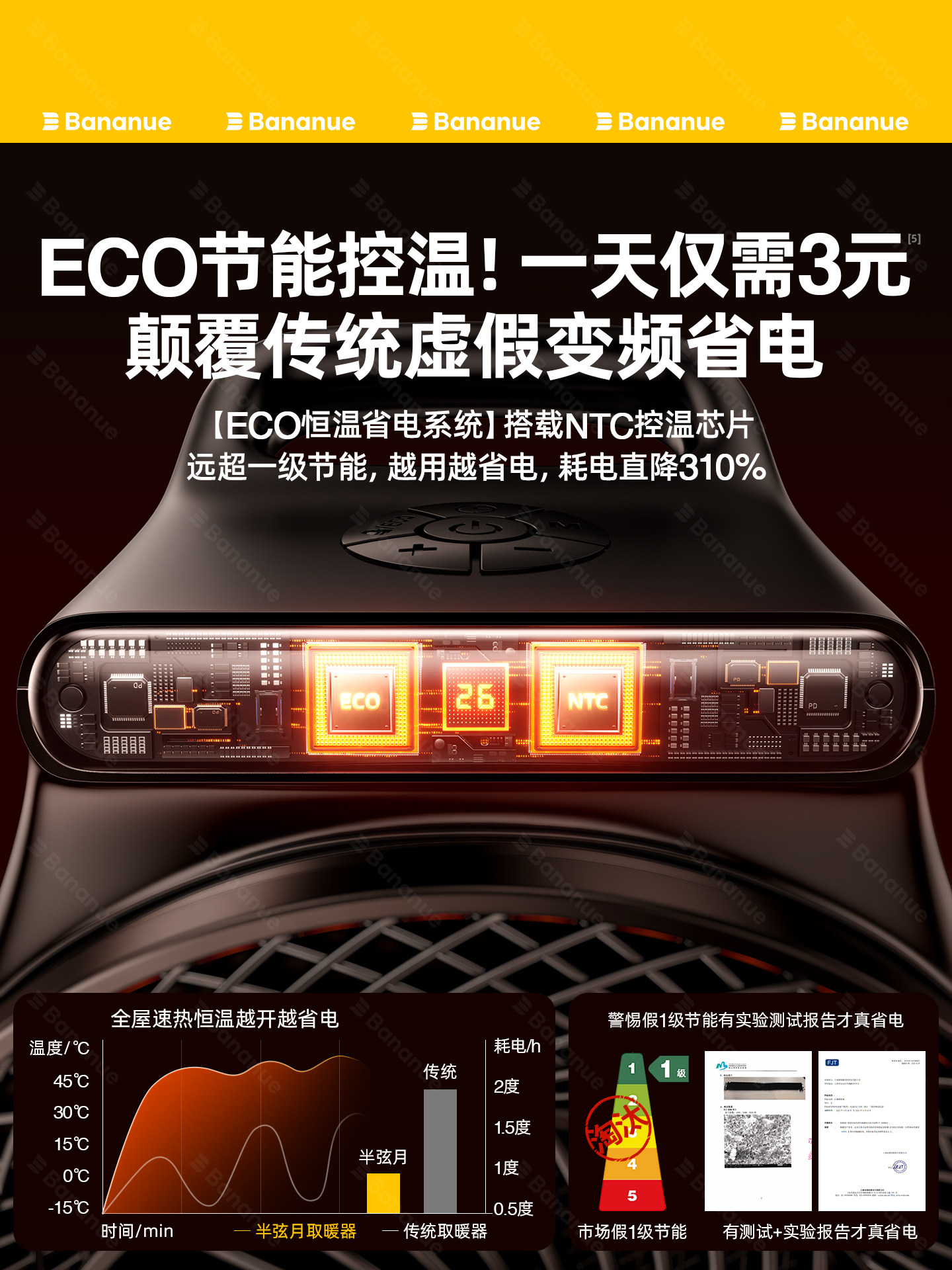 Heater Fan for Home Use 2025 New Model, Large Area Graphene Heating Appliance, Energy-Saving for Bathroom