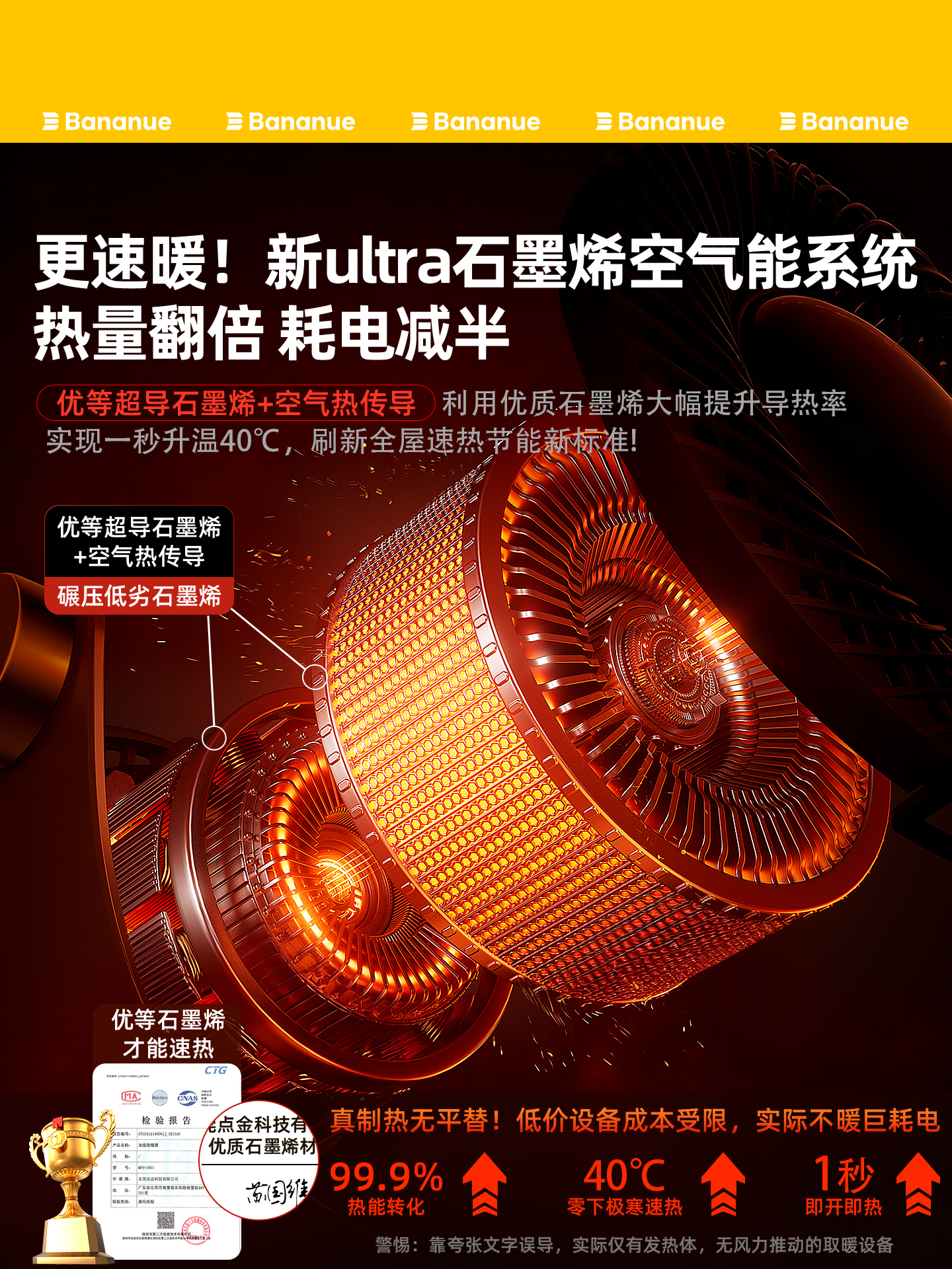 Heater Fan for Home Use 2025 New Model, Large Area Graphene Heating Appliance, Energy-Saving for Bathroom