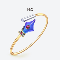 Original design 18K gold inlay Myanmar ruby bracelet colorful gold bracelet personality pen jewellery hand ornaments