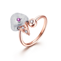 Original design ice cream series 18K rose gold inlaid ruby ring personality fashion tail ring gift