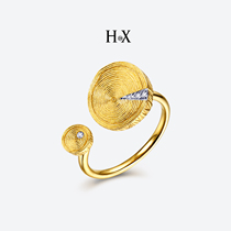 HX original design works 18k group set diamond ring womens fashion tree pattern ring jewelry tail ring