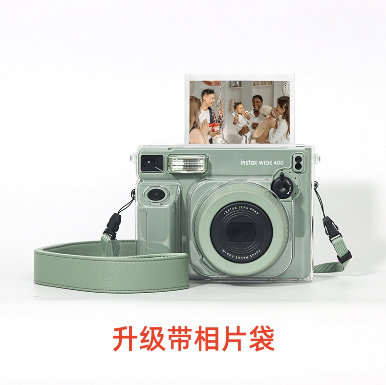 Protective Case with Photo Pocket Suitable for Polaroid Wide400, Fuji Instax Wide 400 Protective Case, Transparent Wide Format Camera Wide400 Crystal Case, Hard Shell Storage Bag Accessories
