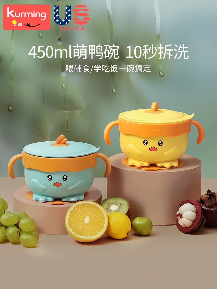 Baby Food Bowl, Special Water-Filled Insulated Bowl for Infants and Young Children, Stainless Steel Kidsren's Bowl and Spoon Tableware Set