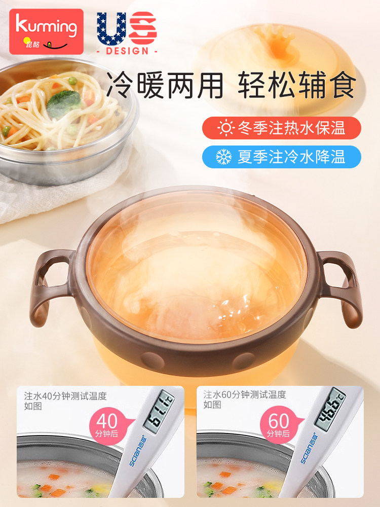 Complete Set of Baby Food Preparation Tools, Water-Filled Insulated Bowl, Rice Cereal Spoon, Tableware, Portable Infant Food Bowl, Specially Designed for Babies