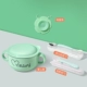 [3-часовая сет-зеленая] изоляционная чаша+силиконовая мягкая ложка+двойная грязная ложка (подарочная коробка)