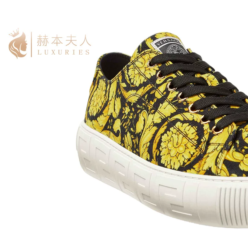Versace/ 2024 Новые мужские кроссовки барочный принт золотистые низкие на шнуровке единичные кроссовки