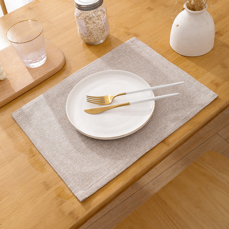 Modern minimalist dining table mat cotton linen anti-burn heat insulation mat pure color bowl cushion cup cushion Western dining napkin cushion student napkin cushion