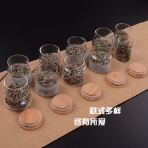 Portable barbecue seasoning box Commercial small number glass sealing bamboo cover seasoning containing five grain cereals fresh and portable