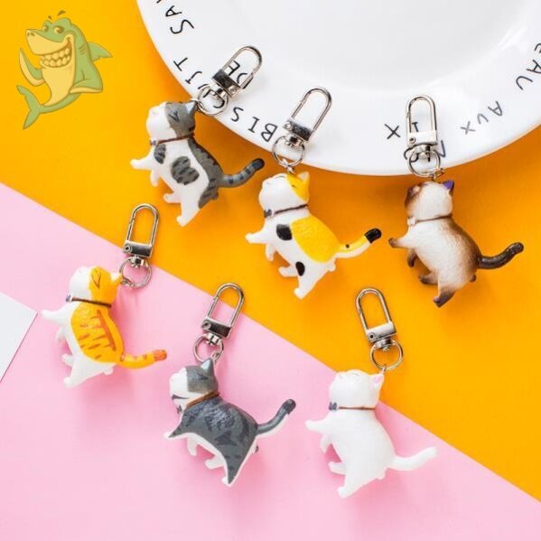 Key Buckle Woman Cute Little Fresher Simple Joins Cartoon Kitty Key Button Girl Net Red Personality Creative Pendant