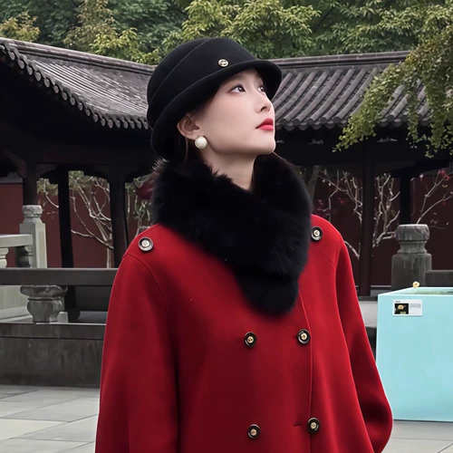 Черный зимний утепленный шарф, китайский стиль, с защитой шеи