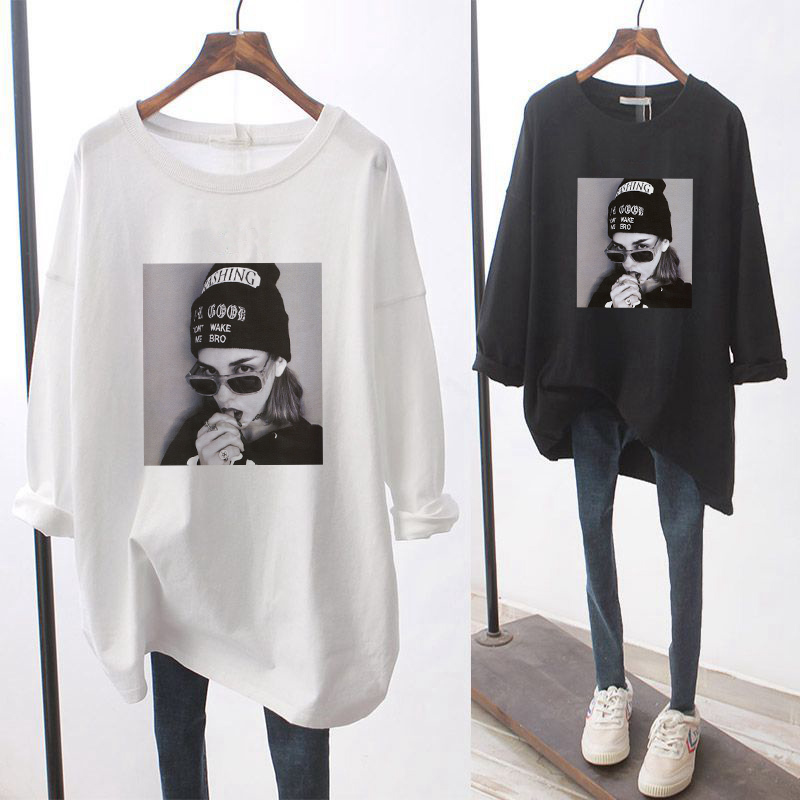 2026 Pure Cotton Autumn Top Korean Style Loose Slimming Age-Reducing Long-Sleeve T-Shirt for Women Mid-Length Inner Layer Base Shirt Trendy