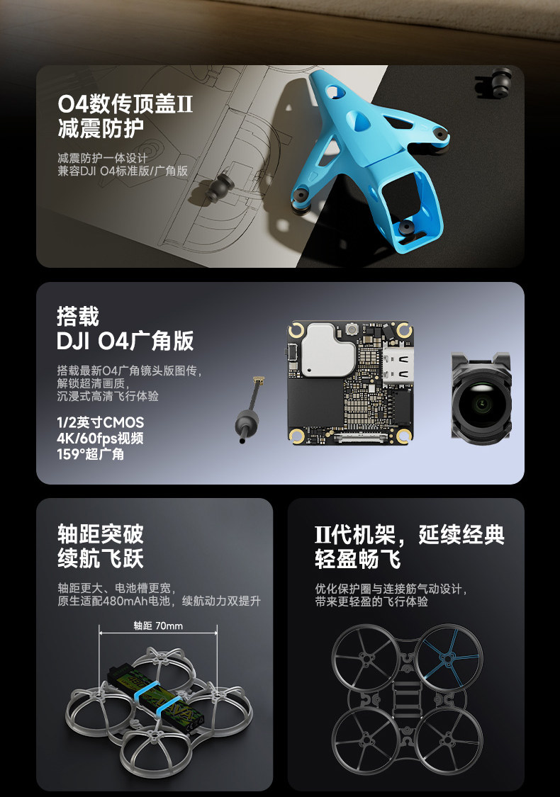 BETAFPV Meteor65 Pro II高畫質數傳無刷整機FPV穿越機搭載O4廣角版