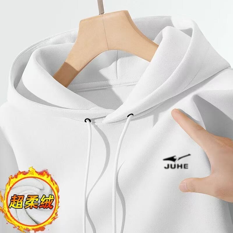 American-Style Heavyweight Men's Hooded Sweatshirt, Autumn 2026 New Model, Black Loose-Fitting Fleece Hoodie, Men's Casual Jacket